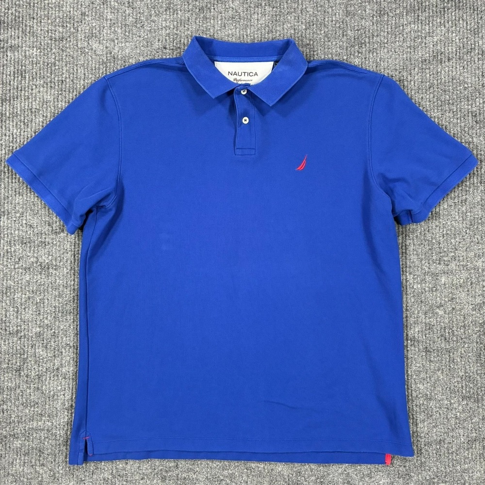 Nautica Performance Deck Polo Shirt Mens Size XL Blue Stretch Short Sleeve